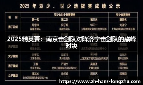 2025精英赛：南京击剑队对阵济宁击剑队的巅峰对决